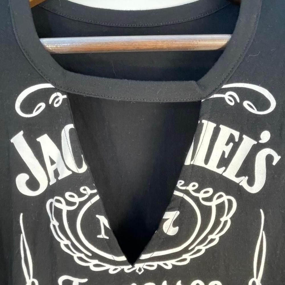Black Jack Daniels Tennessee whiskey XL top cotton neck sexy cut out - Picture 3 of 5